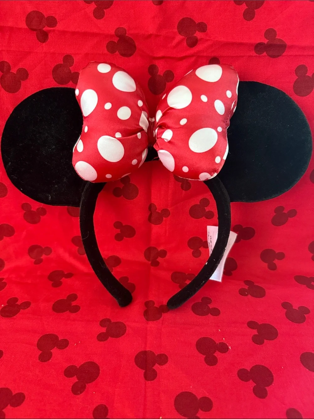 CLASSIC Minnie Mouse VELVET ❣️Ear Headband with Red Polka Dot Bow
